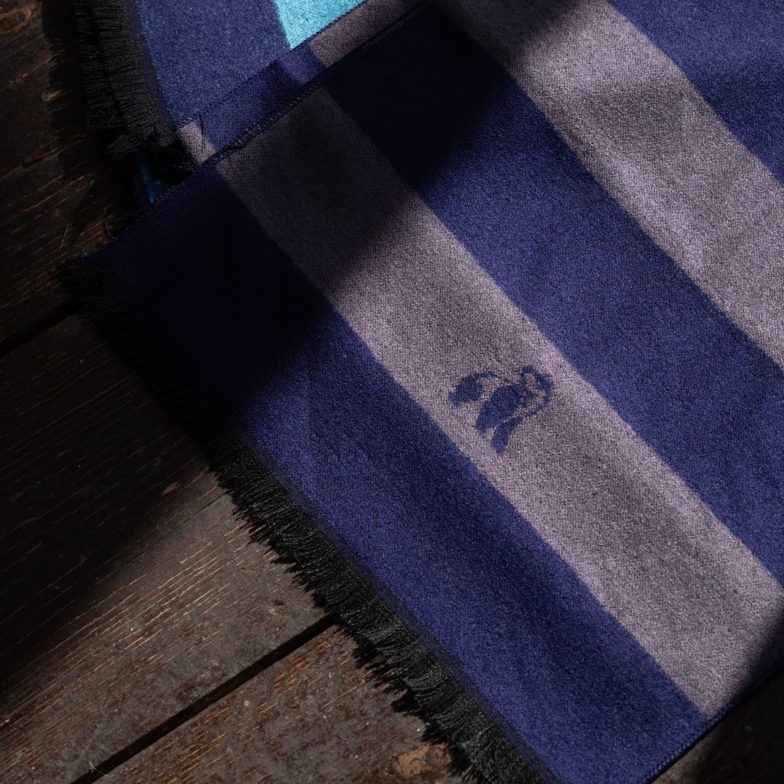 Grey & Blue Stripe Bamboo Scarf Scarves Swole Panda