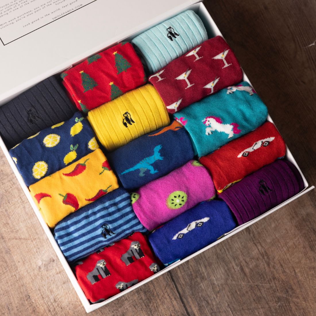 Ultimate Style Sock Box - 15 Pairs of Bamboo Socks Sock Gift Box Swole Panda