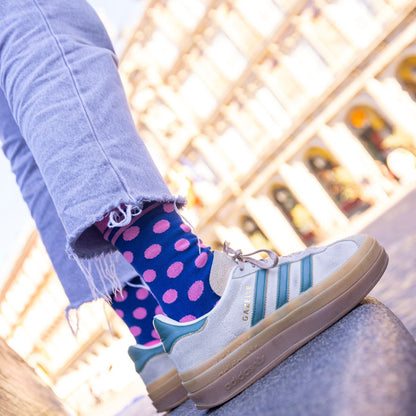 Navy and Pink Polka Dot Bamboo Socks Socks Swole Panda