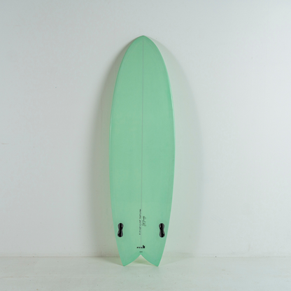 5' 11" Heritage Twin Keel Fish in Gloss Tint Surfboard Circle One Surf Duck Egg