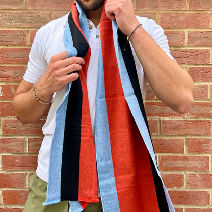 Orange & Blue Stripe Bamboo Scarf Scarves Swole Panda