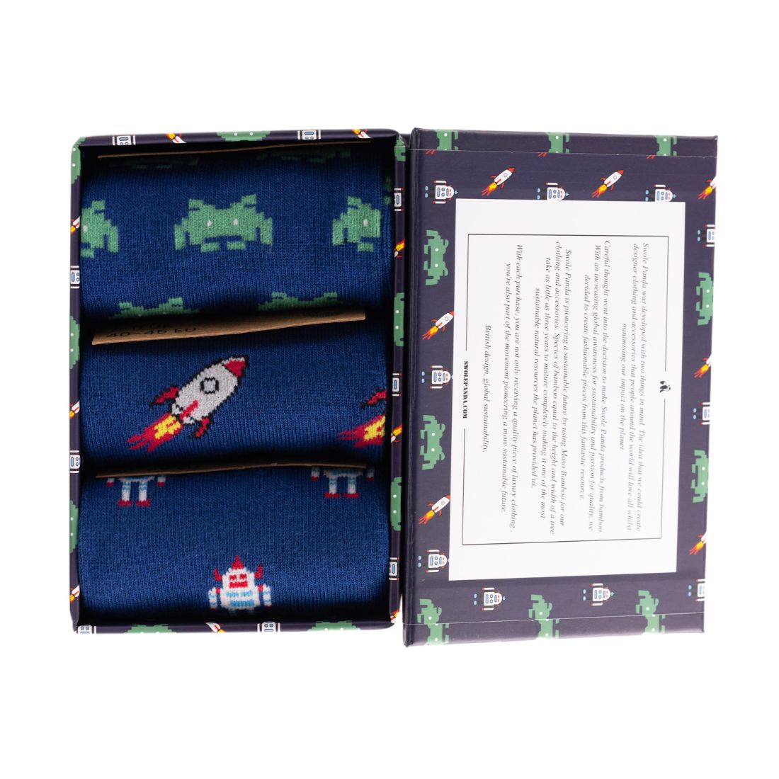 Outer Space Sock Box - 3 Pairs of Bamboo Socks (His) Sock Gift Box Swole Panda