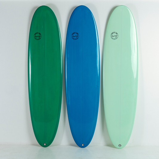 7' 6 Heritage Retro Mini Mal Surfboard in Gloss Tint Mid Length Mini Mal Circle One Surf