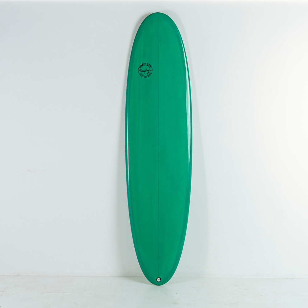 7' 6 Heritage Retro Mini Mal Surfboard in Gloss Tint Mid Length Mini Mal Circle One Surf