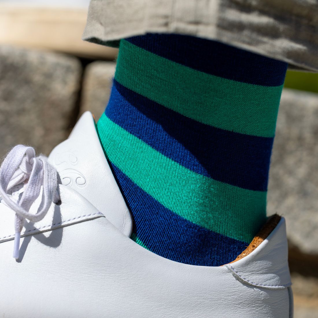 Lime Green Striped Bamboo Socks Socks Swole Panda