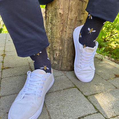 Navy Bumblebee Bamboo Socks Socks Swole Panda
