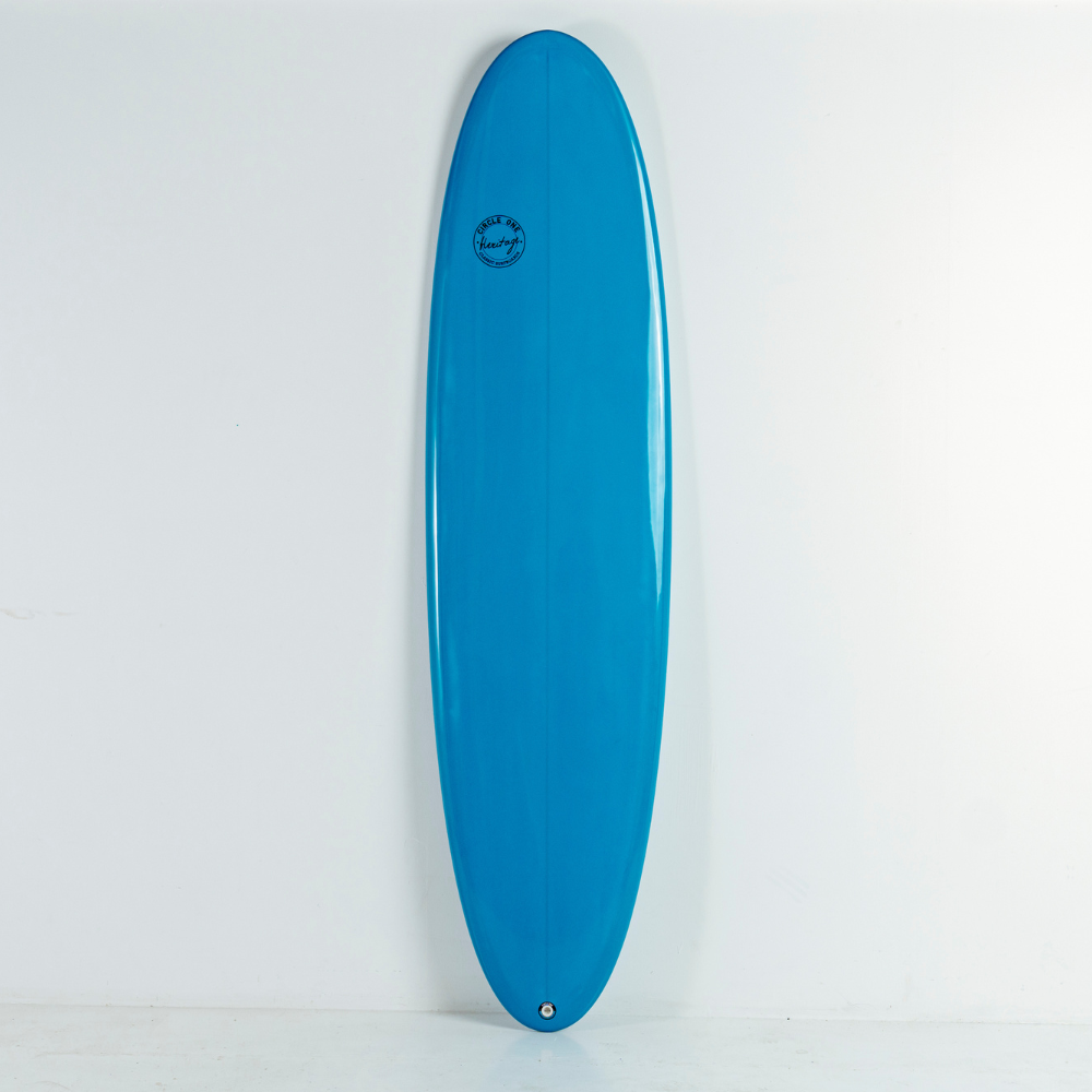 7' 6 Heritage Retro Mini Mal Surfboard in Gloss Tint Mid Length Mini Mal Circle One Surf