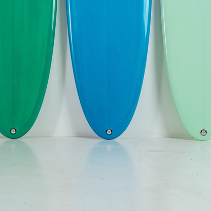 7' 6 Heritage Retro Mini Mal Surfboard in Gloss Tint Mid Length Mini Mal Circle One Surf