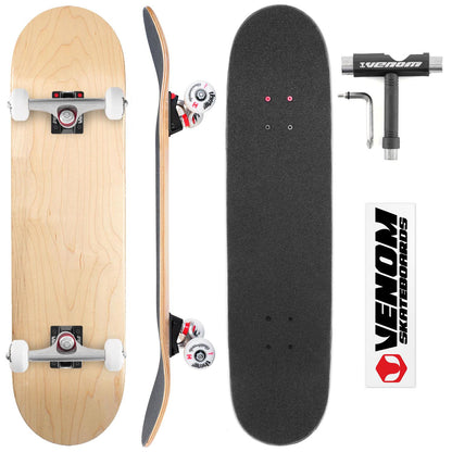 Venom Core Complete Built Skateboard - Natural/Black/Raw - 8.0 Complete Venom Skateboards