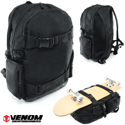 Venom Skateboards PRO Backpack with Skate Carrier - Black bag Venom Skateboards