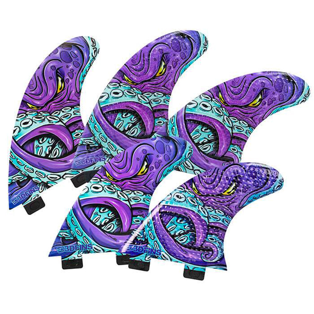3D Fins - All Rounder 5 Fin - Medium - Kracken (FCS1/Futures) Surfboard Fins 3D Fins