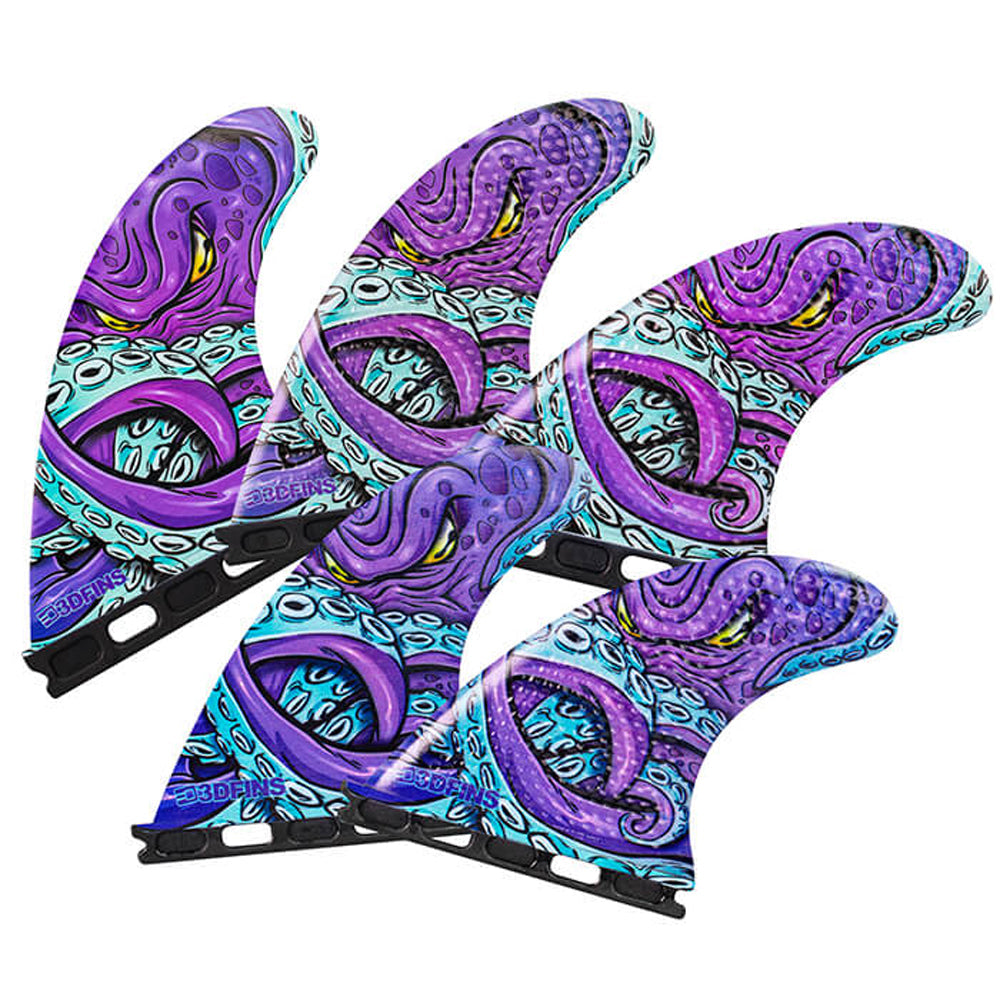 3D Fins - All Rounder 5 Fin - Medium - Kracken (FCS1/Futures) Surfboard Fins 3D Fins