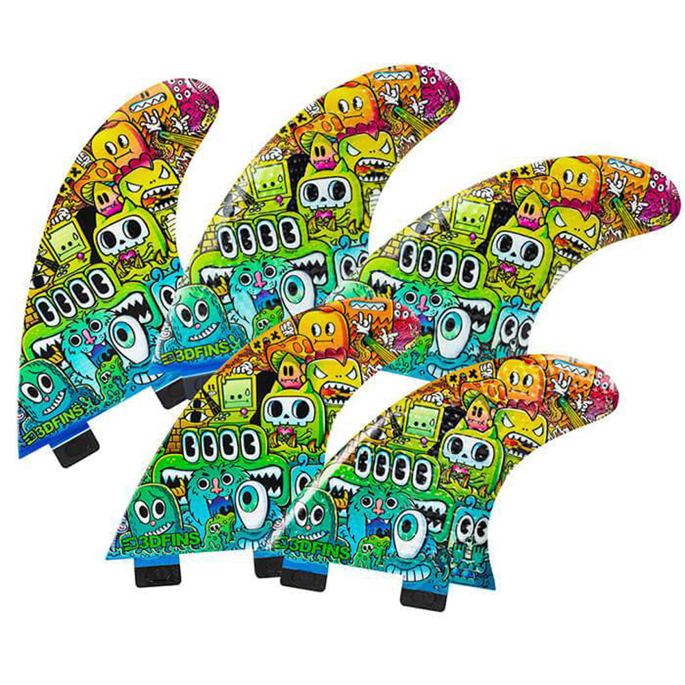 3D Fins - All Rounder 5 Fin - Medium - Monsters (FCS1/Futures) Surfboard Fins 3D Fins
