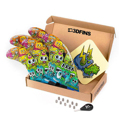 3D Fins - All Rounder 5 Fin - Medium - Monsters (FCS1/Futures) Surfboard Fins 3D Fins FCS1