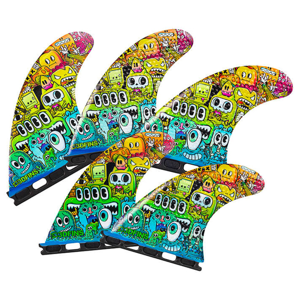 3D Fins - All Rounder 5 Fin - Medium - Monsters (FCS1/Futures) Surfboard Fins 3D Fins