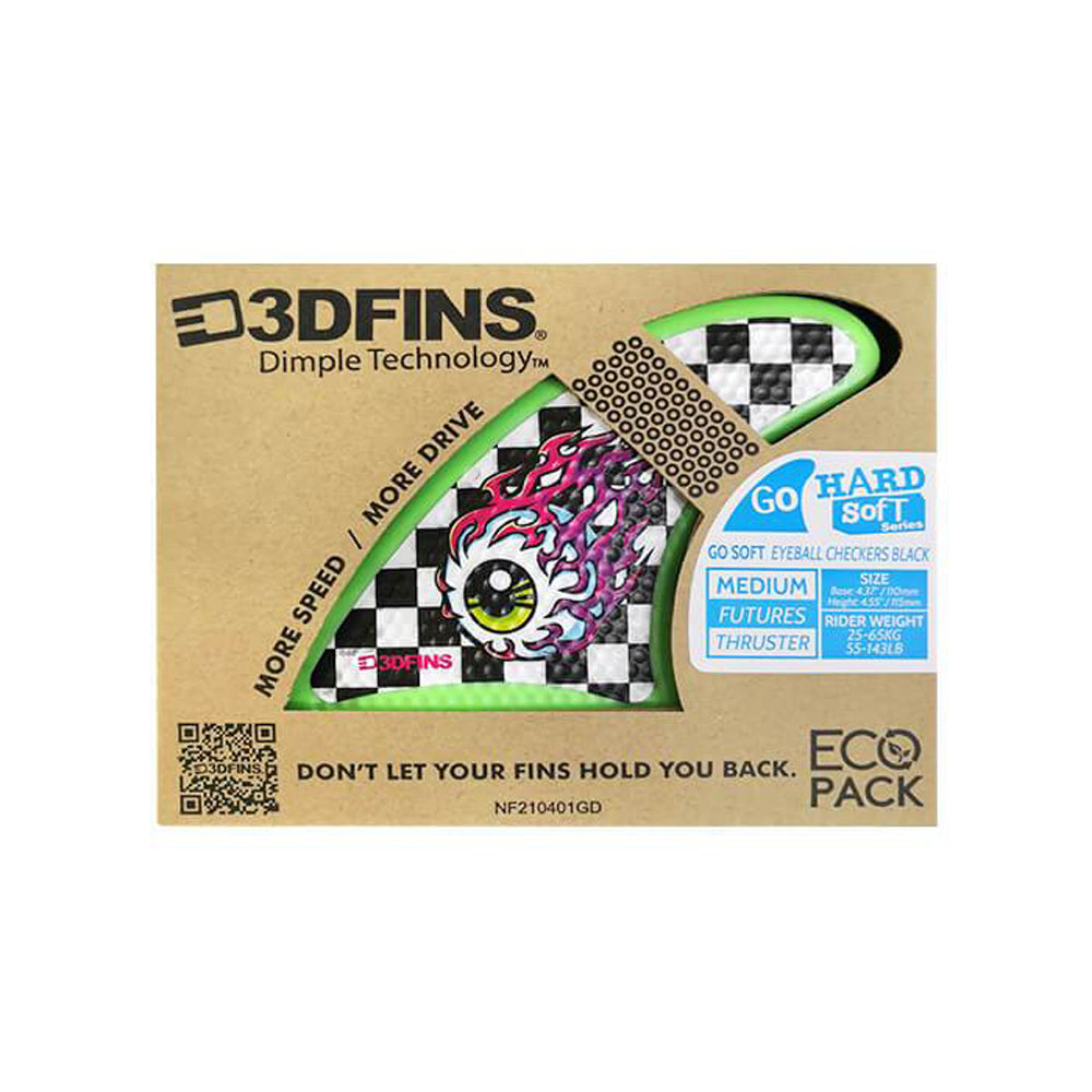 3D Fins - All Rounder Thruster - Soft - Eye Ball Checkers (FCS1 / FCS2 / Catch Surf / Futures) Surfboard Fins 3D Fins