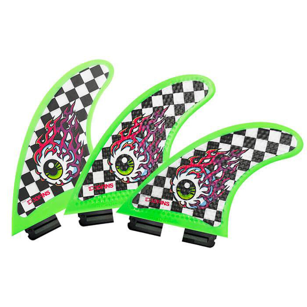 3D Fins - All Rounder Thruster - Soft - Eye Ball Checkers (FCS1 / FCS2 / Catch Surf / Futures) Surfboard Fins 3D Fins FCS2 / Catch Surf