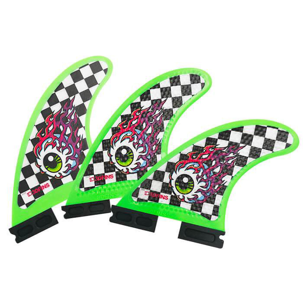 3D Fins - All Rounder Thruster - Soft - Eye Ball Checkers (FCS1 / FCS2 / Catch Surf / Futures) Surfboard Fins 3D Fins Futures