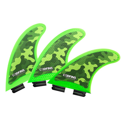 3D Fins - All Rounder Thruster - Soft - Green Camo (FCS1 / FCS2 / Catch Surf / Futures) Surfboard Fins 3D Fins FCS2 / Catch Surf