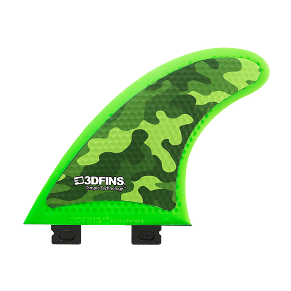 3D Fins - All Rounder Thruster - Soft - Green Camo (FCS1 / FCS2 / Catch Surf / Futures) Surfboard Fins 3D Fins