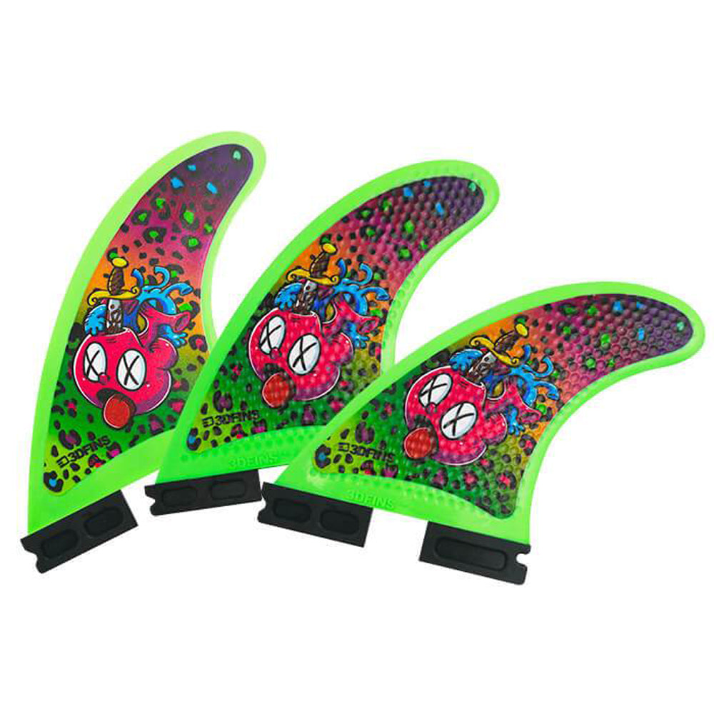 3D Fins - All Rounder Thruster - Soft - Heart Attack Leopard (FCS1 / FCS2 / Catch Surf / Futures) Surfboard Fins 3D Fins Futures