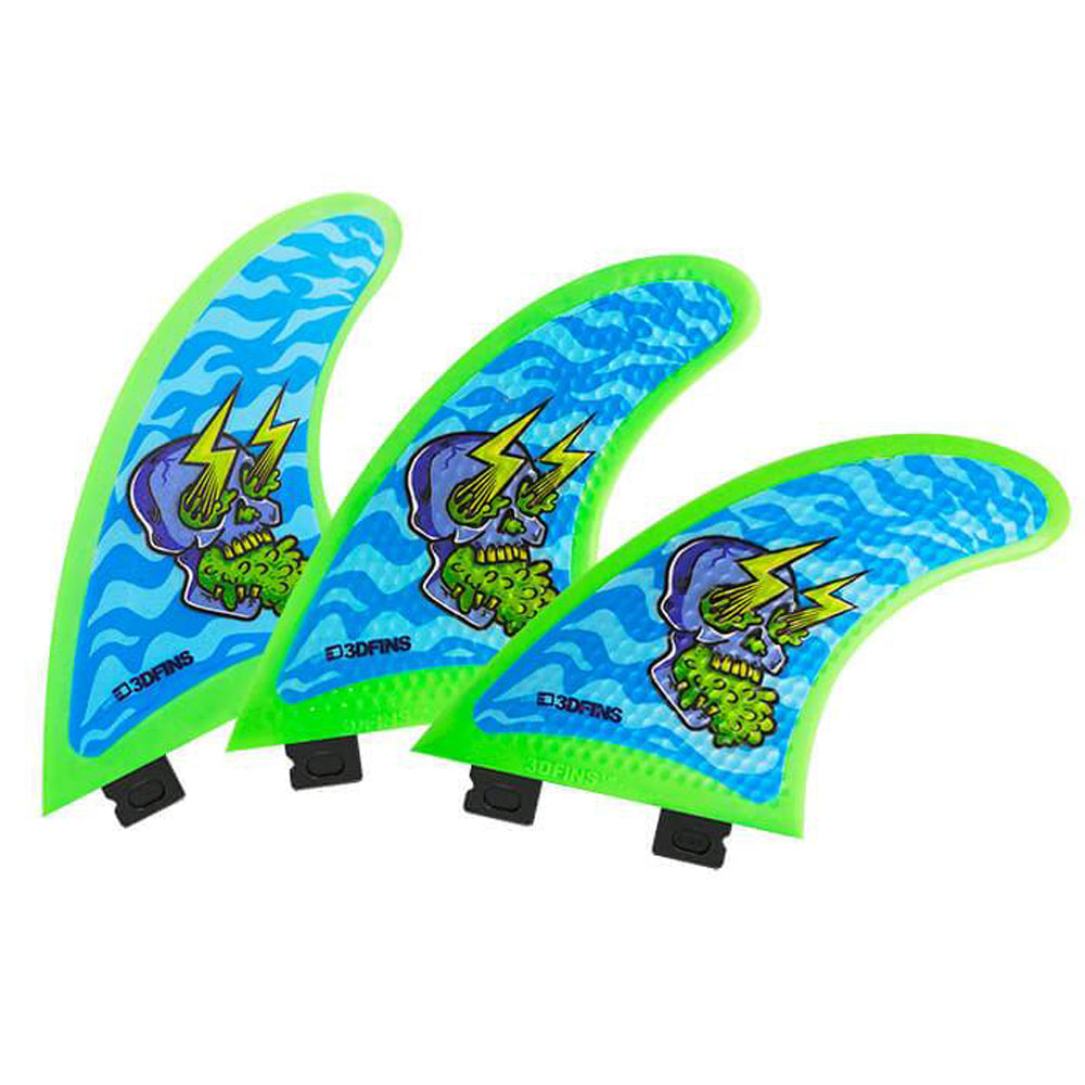 3D Fins - All Rounder Thruster - Soft - Skullbolt Zebra (FCS1 / FCS2 / Catch Surf / Futures) Surfboard Fins 3D Fins FCS1
