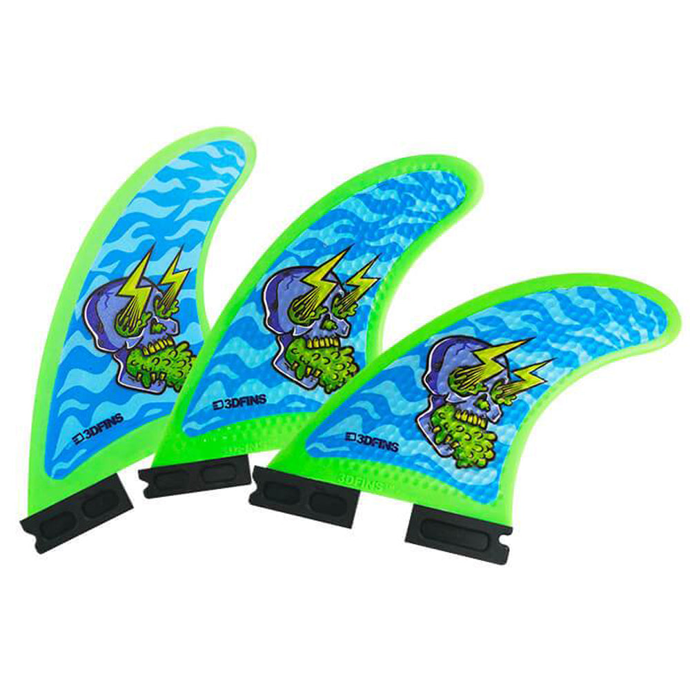 3D Fins - All Rounder Thruster - Soft - Skullbolt Zebra (FCS1 / FCS2 / Catch Surf / Futures) Surfboard Fins 3D Fins Futures