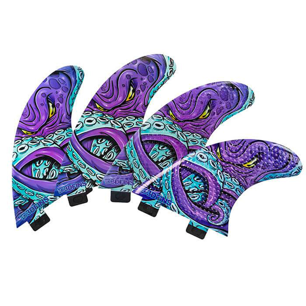 3D Fins - All Rounder Quad - Medium - Kracken (FCS1/Futures) Surfboard Fins 3D Fins