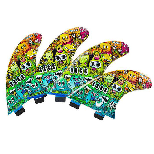 3D Fins - All Rounder Quad - Medium - Monsters (FCS1/Futures) Surfboard Fins 3D Fins