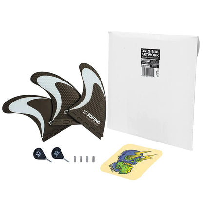3D Fins - All Rounder Thruster - Medium - B&W Swoosh (FCS2/Futures) Surfboard Fins 3D Fins