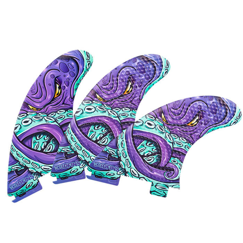 3D Fins - All Rounder Thruster - Medium - Kracken (FCS1/FCS2/Futures) Surfboard Fins 3D Fins