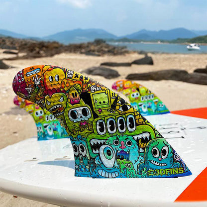 3D Fins - All Rounder Thruster - Medium - Monsters (FCS1/FCS2/Futures) Surfboard Fins 3D Fins