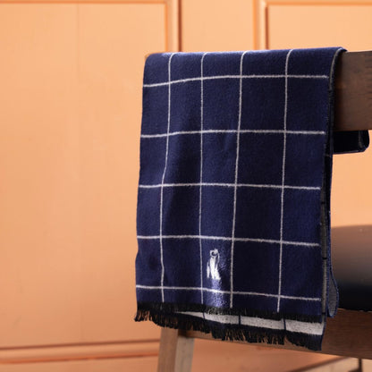 Blue Check Bamboo Scarf Scarves Swole Panda