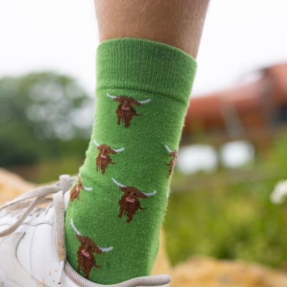 Highland Cow Bamboo Socks Socks Swole Panda
