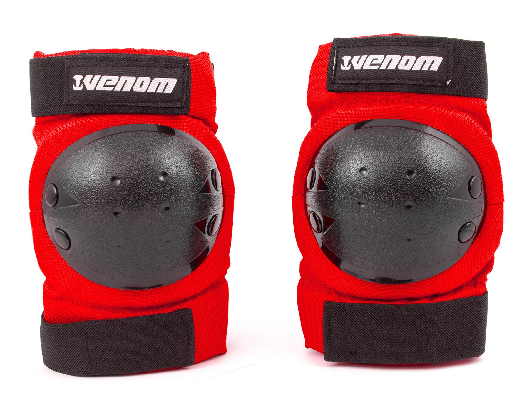 Venom Triple Knee/Elbow/Wrist Pad Set - Red Black Pads Venom Skateboards
