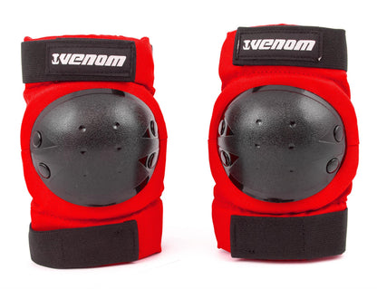 Venom Triple Knee/Elbow/Wrist Pad Set - Red Black Pads Venom Skateboards