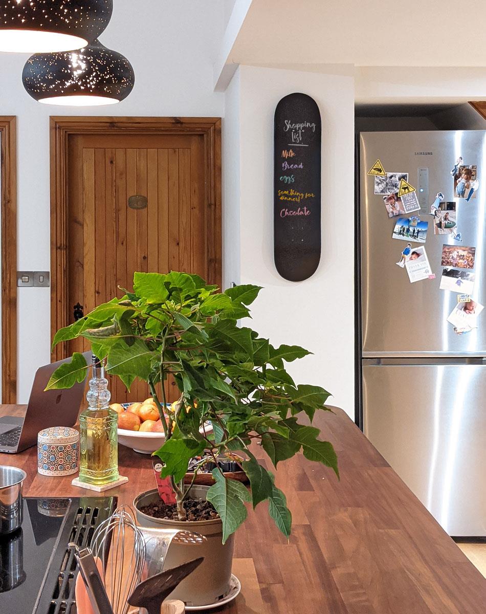 Venom Skateboards Kids Matt Black Chalkboard / Message Board / Bedroom Door Sign Skateboard Deck With Chalk Pack art kit, Deck Venom Skateboards