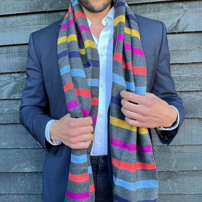 Multi Fine Stripe Bamboo Scarf Scarves Swole Panda