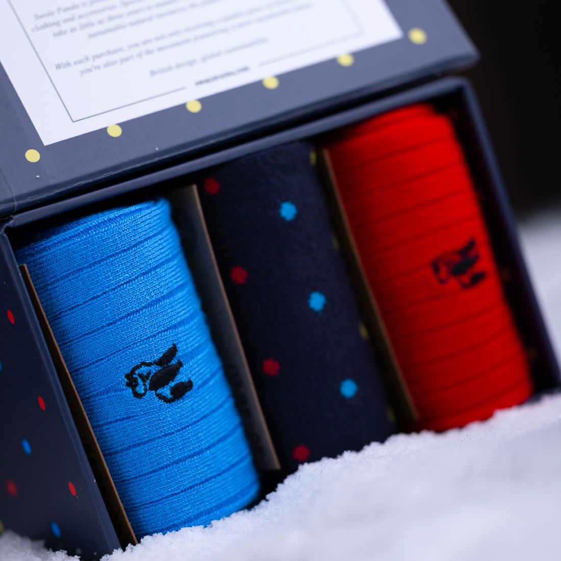 Multi Spot Sock Box - 3 Pairs of Bamboo Socks (His) Sock Gift Box Swole Panda