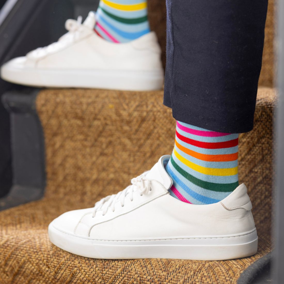 Pastel Striped Bamboo Socks Socks Swole Panda