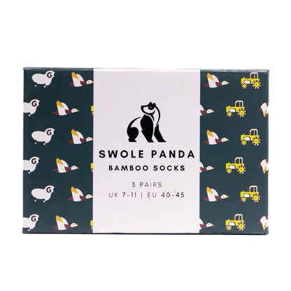 Farm Sock Box - 3 Pairs of Bamboo Socks (His) Sock Gift Box Swole Panda