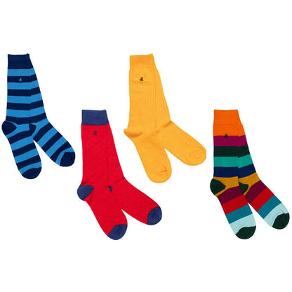 Red Christmas Drawer Box - 4 Pairs of Bamboo Socks (His) Sock Gift Box Swole Panda