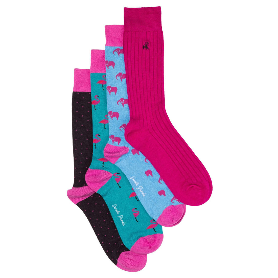 Elephant & Flamingo Bamboo Sock Bundle - Four Pairs Sock Gift Box Swole Panda