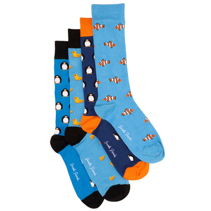 Duck & Penguin Bamboo Sock Bundle - Four Pairs Sock Gift Box Swole Panda