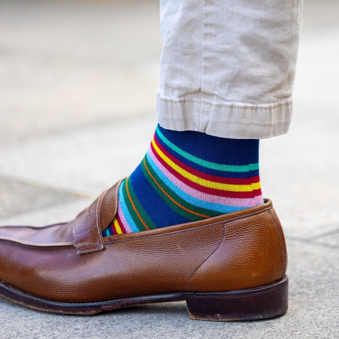 Royal Blue Multi Stripe Bamboo Socks Socks Swole Panda