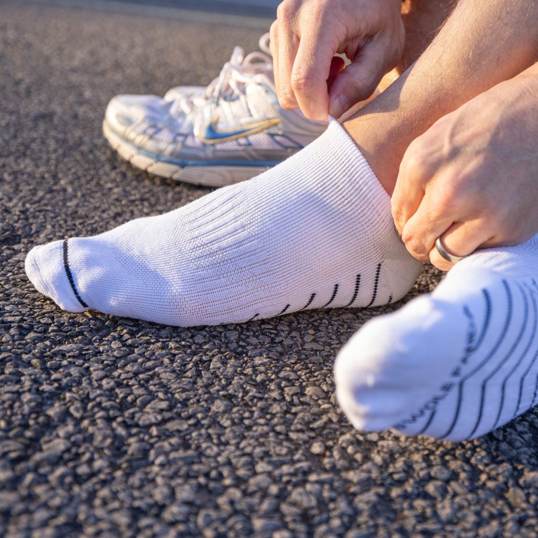 White Performance Trainer Socks Socks Swole Panda