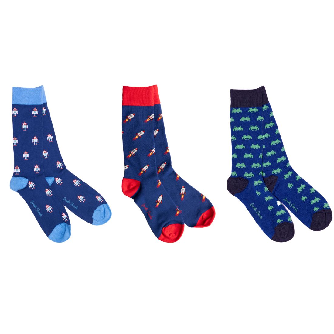 Outer Space Sock Box - 3 Pairs of Bamboo Socks (His) Sock Gift Box Swole Panda