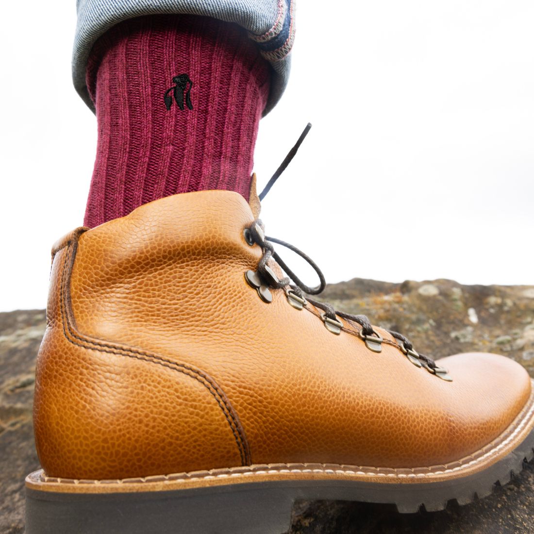 Burgundy Bamboo Boot Socks Socks Swole Panda