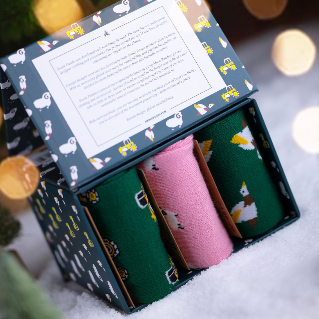 Farm Sock Box - 3 Pairs of Bamboo Socks (His) Sock Gift Box Swole Panda