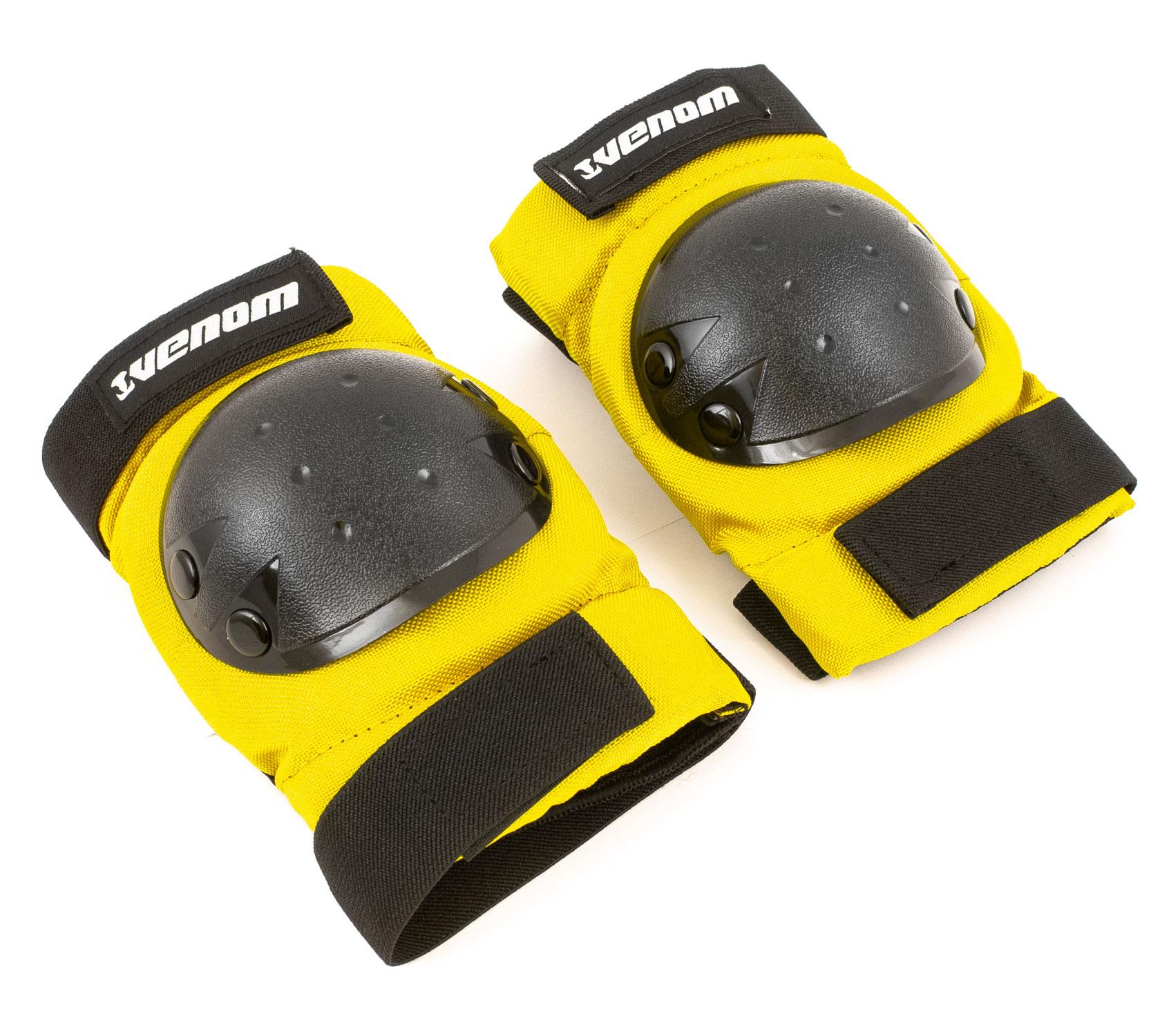 Venom Triple Knee/Elbow/Wrist Pad Set - Yellow Black Pads Venom Skateboards